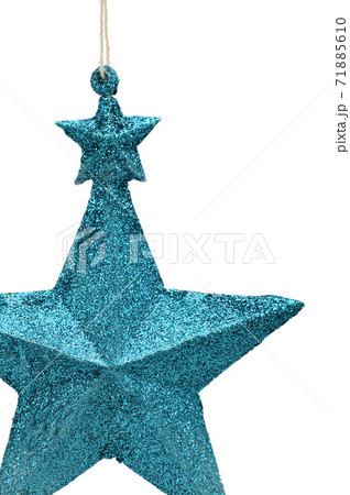 Christmas and New Year's blue five-pointed star on white background. Retro toy 71885610