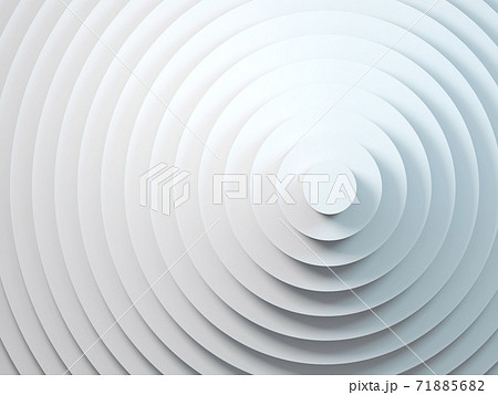 White concentric circles installation, 3d render 71885682