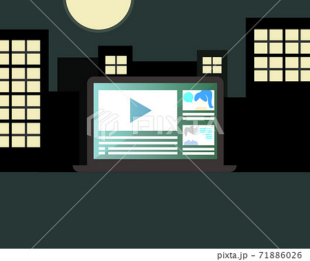 learning or training from laptop at night vector 71886026