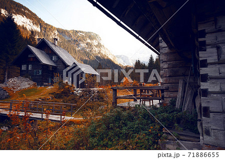 old wooden house in the mountains 71886655
