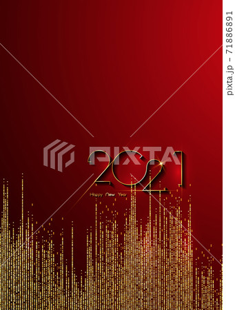 Golden 2021 New Year banner with copy space. Christmas theme, vector illustration. Holiday design for greeting card, invitation, calendar, party, gold glitter luxury vip, isolated on red background Golden 2021 New Year banner with copy space. Christmas theme, vector illustration. Holiday design for greeting card, invitation, calendar, party, gold glitter luxury vip, isolated on red background 71886891