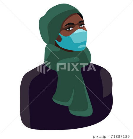 African woman in mask on white isolated backdrop 71887189