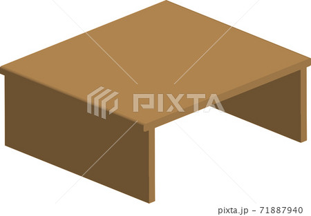 可愛くてシンプルな斜めから見たテーブルのイラストのイラスト素材