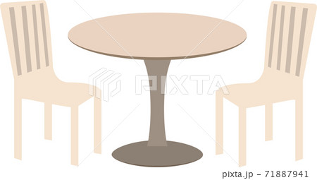 可愛くてシンプルなカフェのテーブルのイラストのイラスト素材