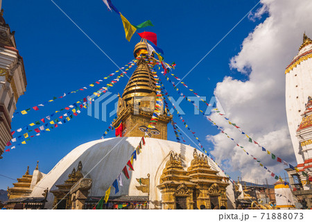 Swayambhunath, aka monkey temple, in kathmandu, nepal 71888073