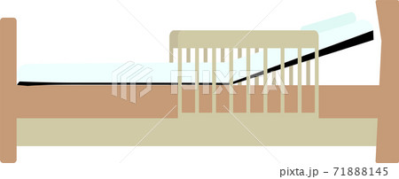 シンプルな横から見た介護用ベッドのイラストのイラスト素材
