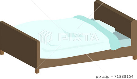 シンプルな斜めから見たベッドのイラストのイラスト素材