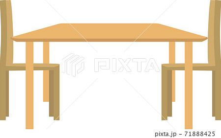 シンプルな横から見たダイニングテーブルのイラストのイラスト素材