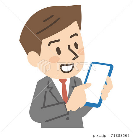 スマホの操作をする男性ビジネスマンのイラスト素材