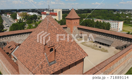 Aerial view of Lida Castle. The city of Lida. Belarus. 71889114