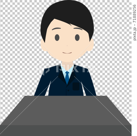 Illustration of the upper body of a simple businessman sitting on a seat 71889256