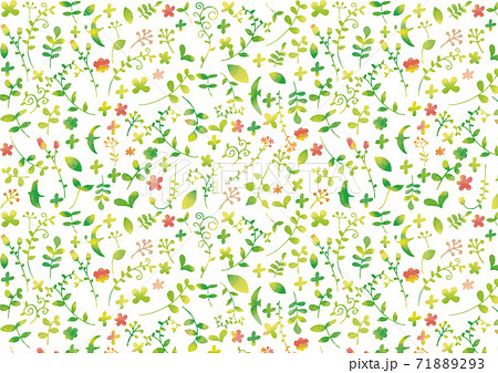 水彩風 草花と鳥柄のパターン 水彩風 草花と鳥柄のパターン 71889293