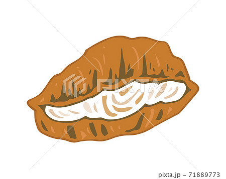 クロワッサン 生クリームのイラスト素材