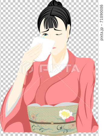 Kimono female crying gesture illustration 71890086