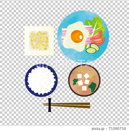 A well-balanced breakfast model for general Japanese breakfast 71890738