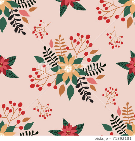 Merry Christmas winter floral holiday art background. Merry Christmas winter floral holiday art background. 71892181