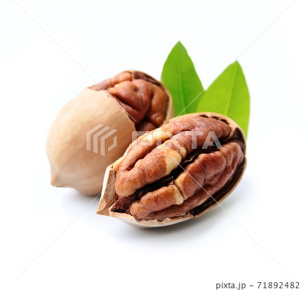 Peanuts with leaves on white backgrounds. Peanuts with leaves on white backgrounds. 71892482