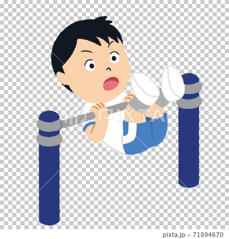 Illustration of a boy who goes upside down in physical education 71894670