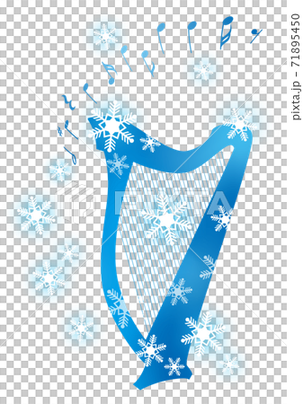 雪と楽器_アイリッシュハープ 71895450