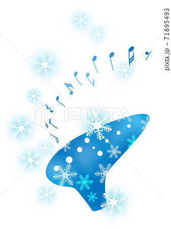 雪と楽器オカリナのイラスト素材