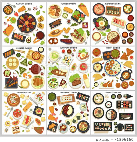 International cuisine menu food and cooking dishes traveling 71896160