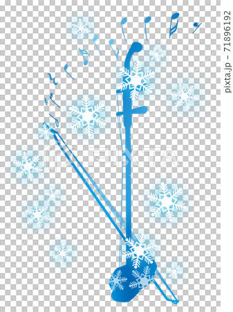 Snow and musical instrument erhu 71896192