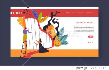 Classical music concert web page template harp musicians 71896242
