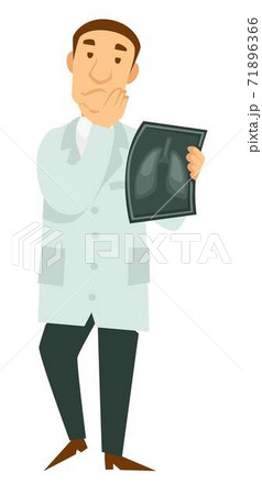 Lungs X-ray and doctor or surgeon isolated male character Lungs X-ray and doctor or surgeon isolated male character 71896366
