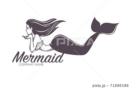 Mermaid Swimming Marine Company Name Isolated Iconのイラスト素材