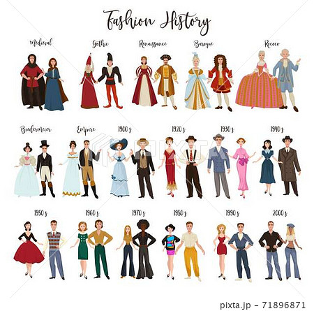 Fashion history clothes design and dressing...のイラスト素材