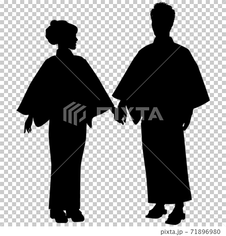 シルエット 浴衣のカップル 盆踊り 祭り ゆかた姿11 タイトル変更 71896980