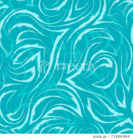 Turquoise uneven smooth lines and corners on a bright background vector seamless pattern. Abstract texture waves or swirl stylized fluid flow. 71896984