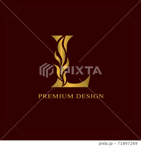 Gold Elegant letter L. Graceful style. Calligraphic beautiful logo. Vintage drawn emblem for book design, brand name, business card, Restaurant, Boutique, Hotel. Vector illustration 71897269