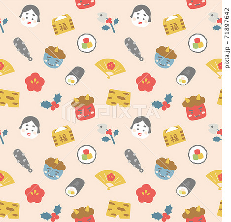 節分 シームレスパターン背景素材 節分 シームレスパターン背景素材 71897642