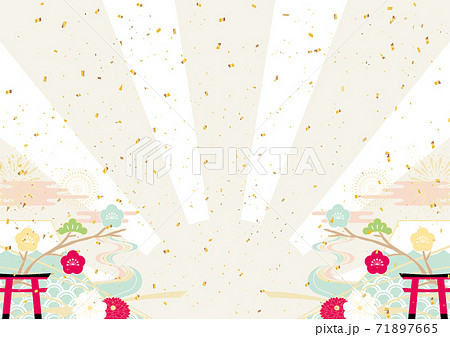 お正月 紙吹雪 日の出背景 お正月 紙吹雪 日の出背景 71897665