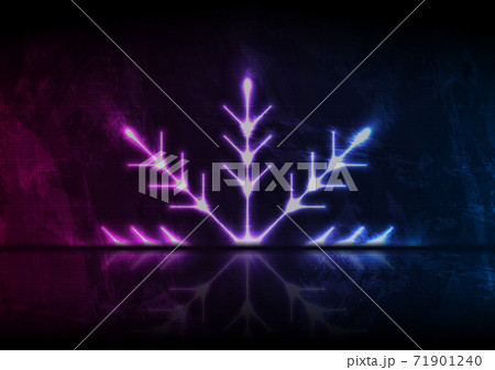 Neon snowflake on grunge wall background 71901240