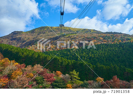 神奈川県箱根町の秋の箱根駒ヶ岳ロープウェイから駒ヶ岳方面 71901358
