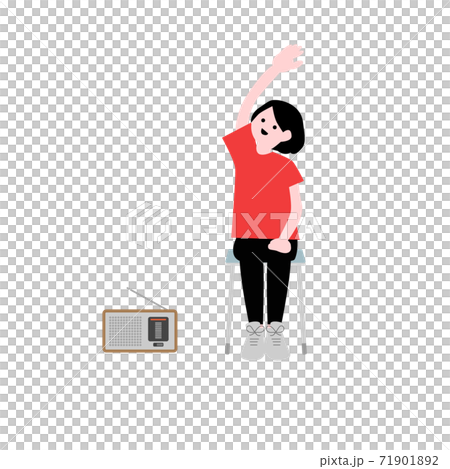 座ってラジオ体操をする人イラスト素材のイラスト素材