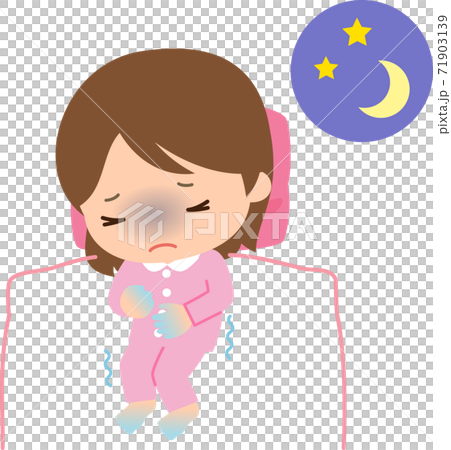 冷え性で眠れない若い女性 冷え性で眠れない若い女性 71903139