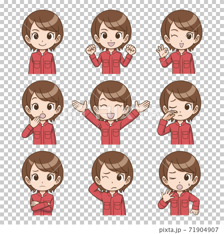 Female mechanic facial expression set 71904907