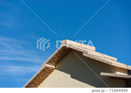 Traditional Stone Roof of a House on the Lessinia Plateau - Veneto Italy. Traditional Stone Roof of a House on the Lessinia Plateau - Veneto Italy. 71904999