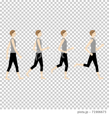 運動している男性のイラストセット ウォーキング ジョギング ランニング のイラスト素材