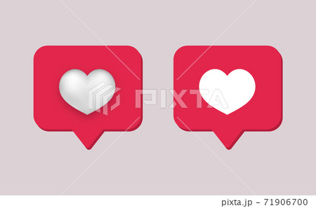 Like social network. 3d red frame with white heart modern online communication in applications. Like social network. 3d red frame with white heart modern online communication in applications. 71906700
