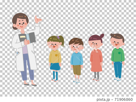保健医と並ぶ子供達 保健医と並ぶ子供達 71906860