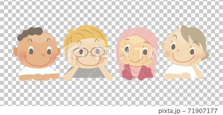 キッズ_覗き込む_フラットタッチ_机無03 71907177