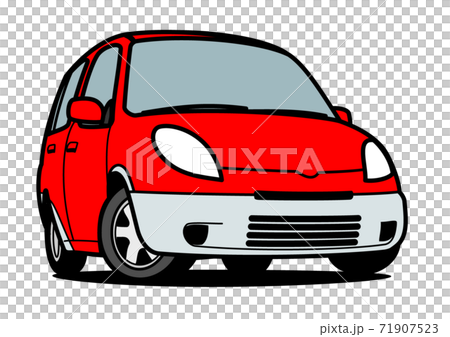 懐かしめ国産コンパクトワゴン　赤色　自動車イラスト 71907523