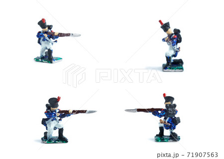 4 in 1 photo of handmade metal soldiers with musket on the white background 4 in 1 photo of handmade metal soldiers with musket on the white background 71907563