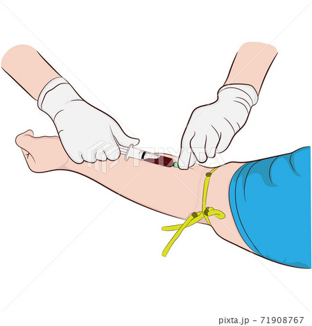 Vector illustration image a doctor using a needle to draw blood from an investigator To check the body 71908767