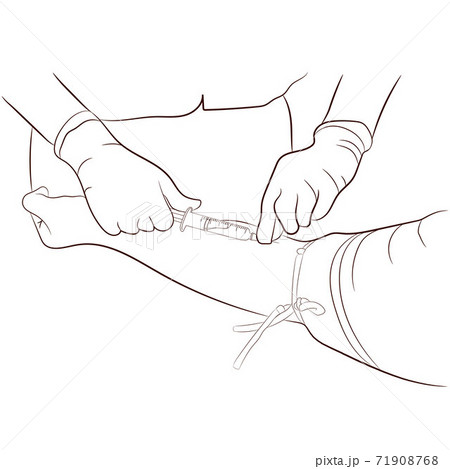 Vector illustration image a doctor using a needle to draw blood from an investigator To check the body 71908768