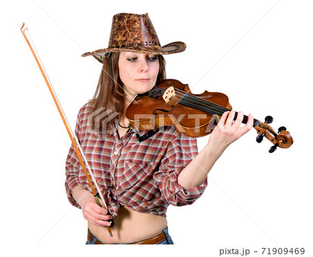 Country girl plays the viola 71909469